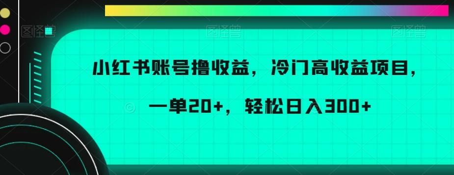 小红书账号撸收益，冷门高收益项目，一单20+，轻松日入300+【揭秘】-副业网