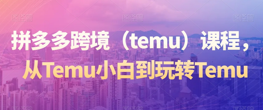 拼多多跨境（temu）课程，从Temu小白到玩转Temu-副业网