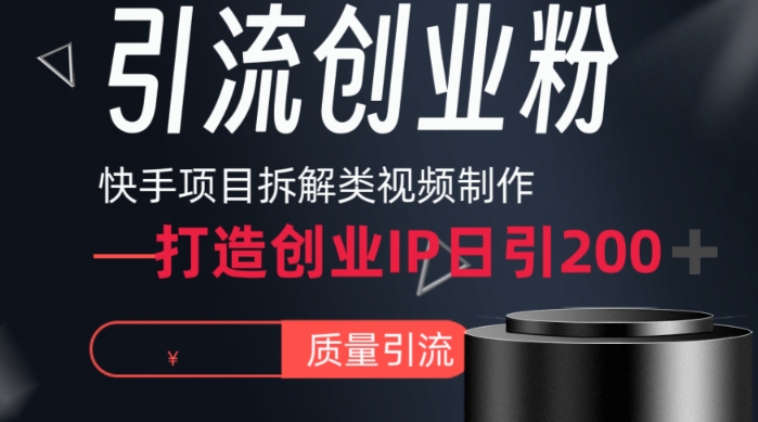 快手项目拆解类视频详细制作流程打造个人IP，单日引流200+高质量创业粉-副业网