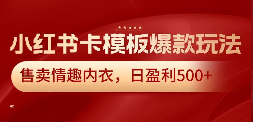 小红书卡模板爆款玩法，售卖情趣内衣，日盈利500+-副业网