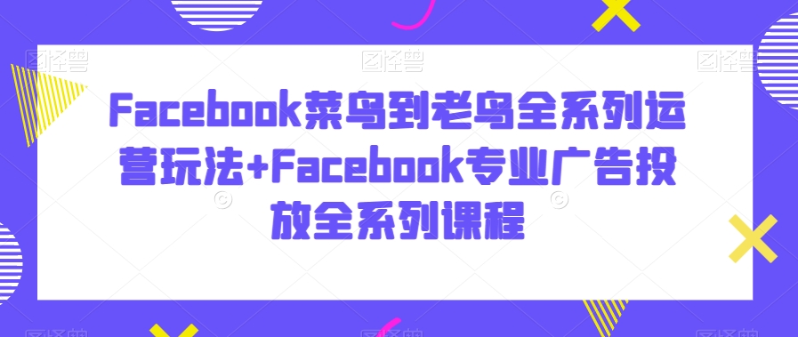 Facebook菜鸟到老鸟全系列运营玩法+Facebook专业广告投放全系列课程-副业网