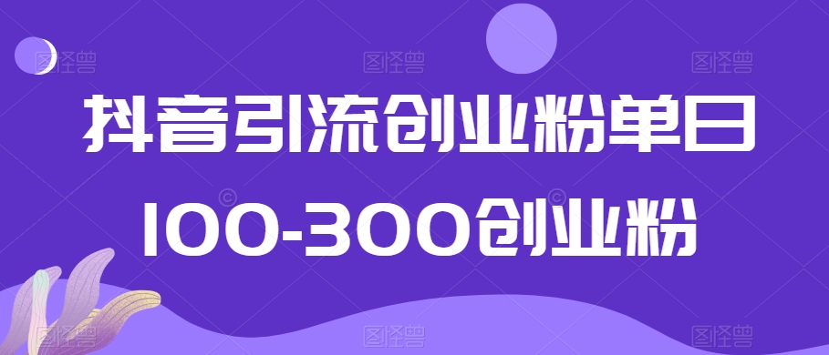 抖音引流创业粉单日100-300创业粉-副业网