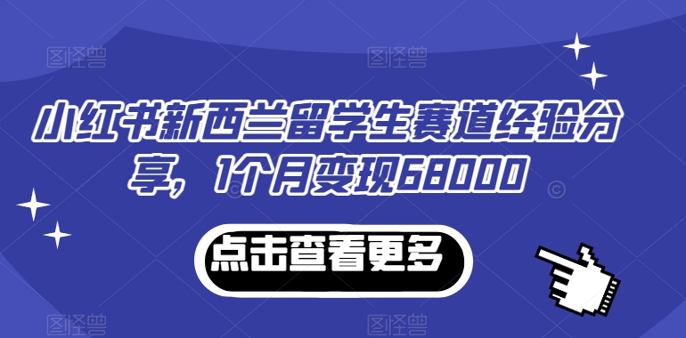 小红书新西兰留学生赛道经验分享，1个月变现68000-副业网