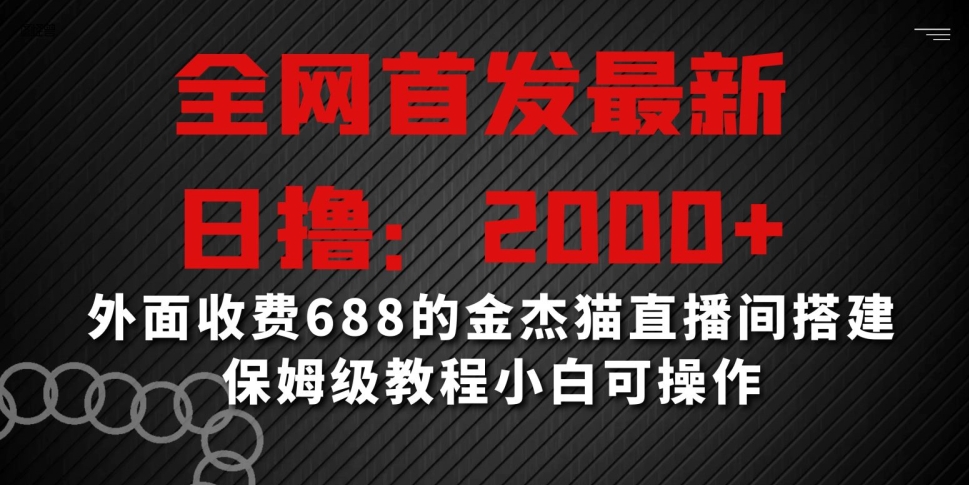 全网首发最新，日撸2000+，外面收费688的金杰猫直播间搭建，保姆级教程小白可操作-副业网