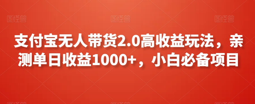 支付宝无人带货2.0高收益玩法，亲测单日收益1000+，小白必备项目-副业网