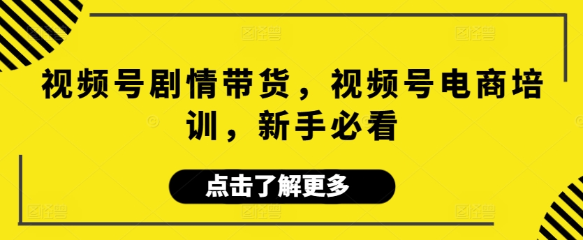 视频号剧情带货，视频号电商培训，新手必看-副业网