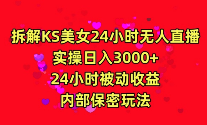 利用快手24小时无人美女直播，实操日入3000，24小时被动收益，内部保密玩法-副业网