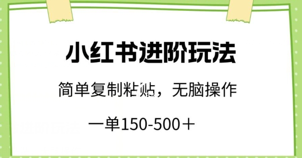 小红书进阶玩法，一单150-500+，简单复制粘贴，小白也能轻松上手-副业网