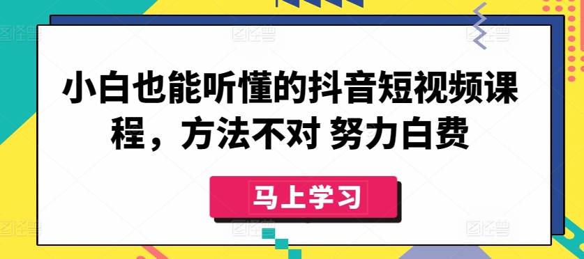 小白也能听懂的抖音短视频课程，方法不对 努力白费-副业网