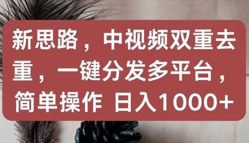 新思路，中视频双重去重，一键分发多平台，简单操作，日入1000+-副业网