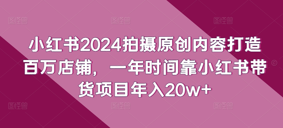 小红书2024拍摄原创内容打造百万店铺，一年时间靠小红书带货项目年入20w+-副业网