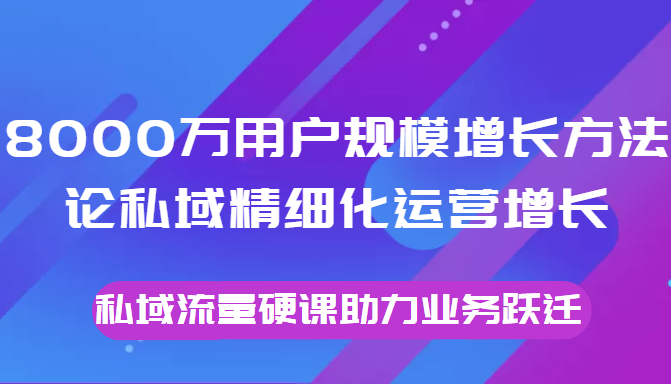 8000万用户规模增长方法论私域精细化运营增长，私域流量硬课助力业务跃迁-副业网