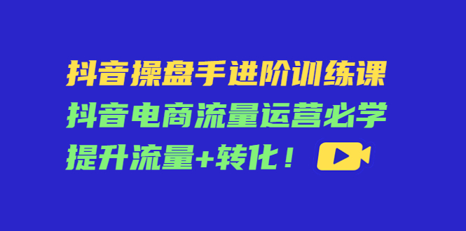抖音操盘手进阶训练课：抖音电商流量运营必学，提升流量+转化-副业网