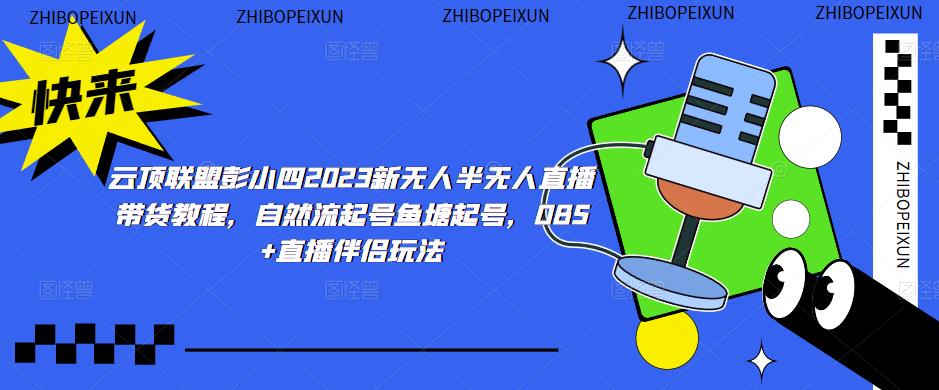 云顶联盟彭小四2023新无人半无人直播带货教程，自然流起号鱼塘起号，OBS+直播伴侣玩法-副业网