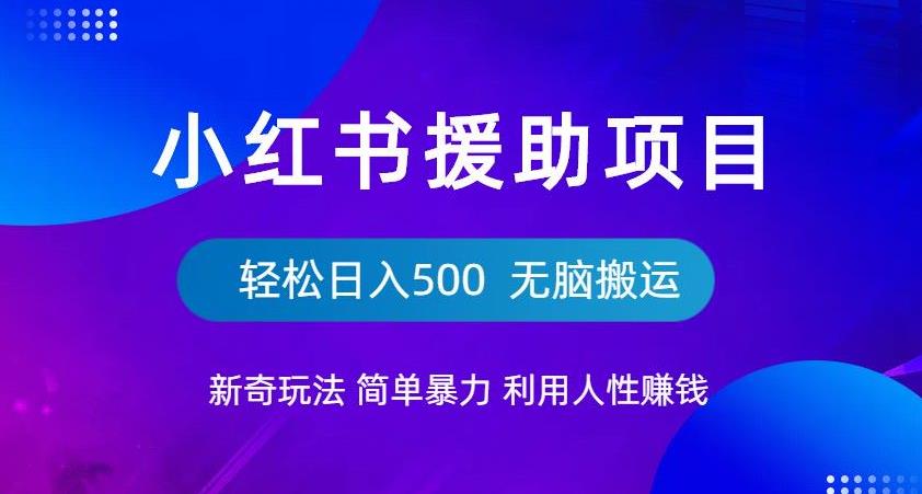 小红书援助项目新奇玩法，简单暴力，无脑搬运轻松日入500【揭秘】-副业网