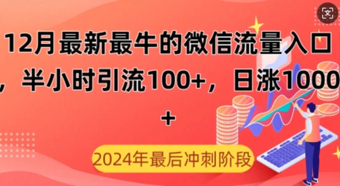 12月最新最牛的微信流量入口，半小时引流100+创业粉，日涨粉1000+-副业网