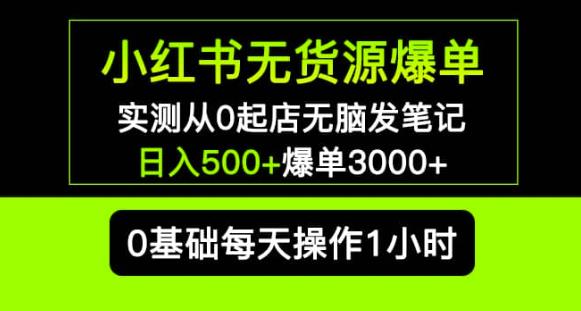 小红书无货源爆单实测从0起店无脑发笔记爆单3000+长期项目可多店-副业网