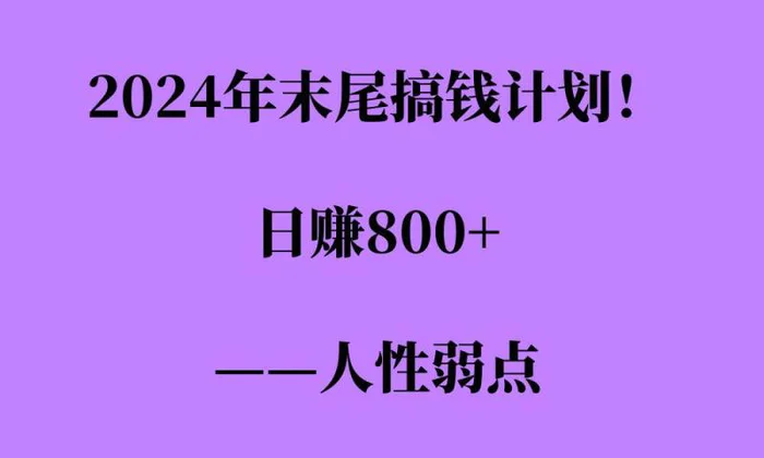 2024年末尾搞钱计划，男粉项目，人性弱点，日入多张-副业网
