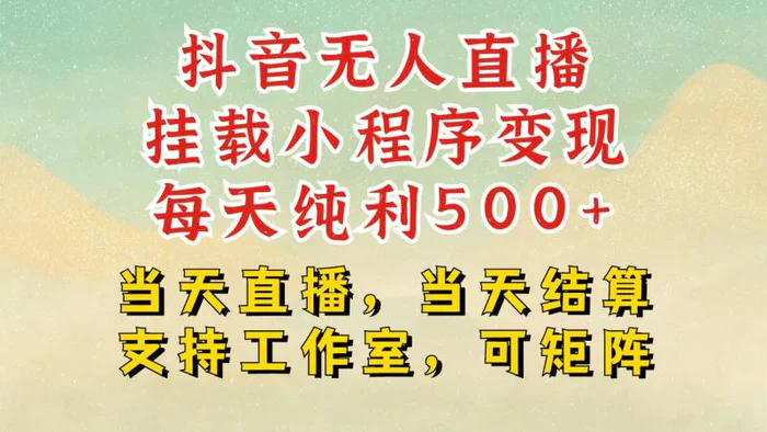 抖音无人挂机项目，轻松日入500+,挂载小程序玩法，不违规不封号，有号的一定挂起来-副业网