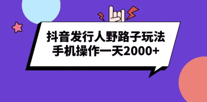 （13657期）抖音发行人野路子玩法，手机操作一天2000+-副业网