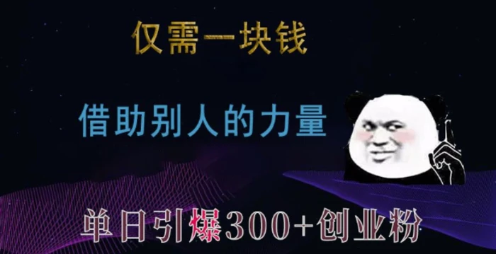 仅需一块钱,借助别人的力量,单日引爆300+创业粉、兼职粉-副业网
