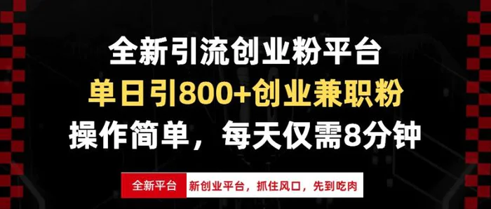 （13695期）全新引流创业粉平台，单日引800+创业兼职粉，抓住风口先到吃肉，每天仅需8分钟-副业网