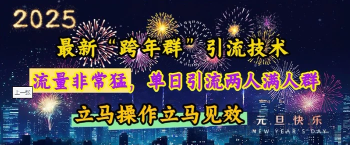最新“跨年群”引流，流量非常猛，单日引流两人满人群，立马操作立马见效-副业网