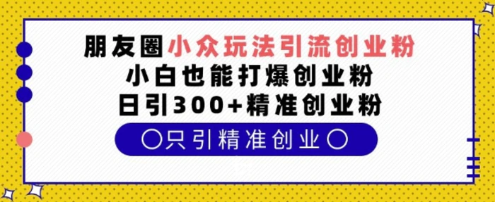 朋友圈小众玩法引流创业粉，小白也能打爆创业粉，日引300+精准创业粉-副业网