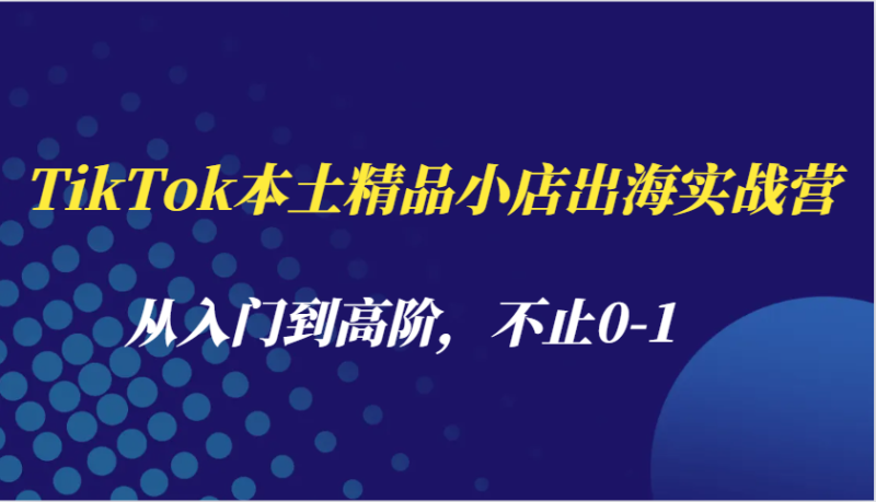 TikTok本土精品小店出海实战营，从入门到高阶，不止0-1-副业网