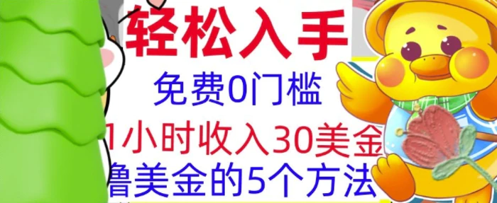 免费撸美刀的5个方法，1小时收入30美刀，0门槛，轻松入手-副业网