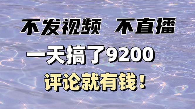 （14018期）不发作品不直播，评论就有钱，一条最高10块，一天搞了9200-副业网