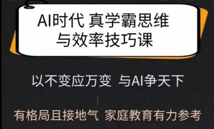 Ai时代真学霸思维与学习方法课，有格局且接地气，家庭教育有力参考-副业网