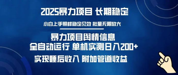 （14244期）暴力项目舆情信息：多平台全自动运行 单机日入200+ 实现睡后收入-副业网