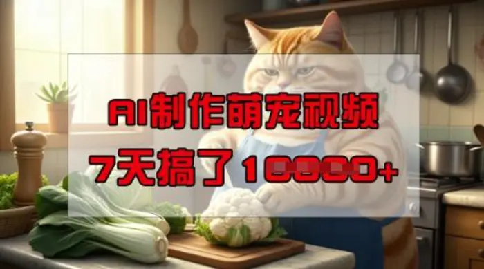 靠AI制作萌宠视频，操作简单门槛低，有手机就行，7天搞了1W-副业网