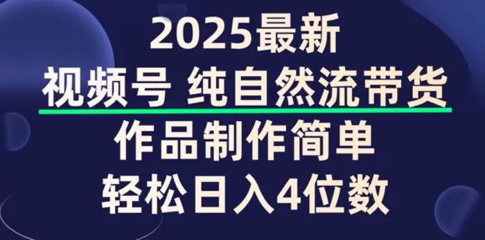 视频号纯自然流带货，作品制作简单，轻松日入4位数，保姆级教程-副业网