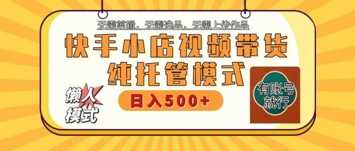 快手小店托管带货 2025新风口 批量自动剪辑爆款 月入5000+ 上不封顶-副业网