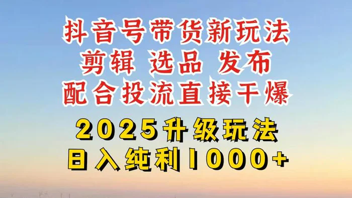 （14580期）抖音带货2025升级新玩法，超详细实操来袭，从起号到剪辑，再到选品，配…-副业网