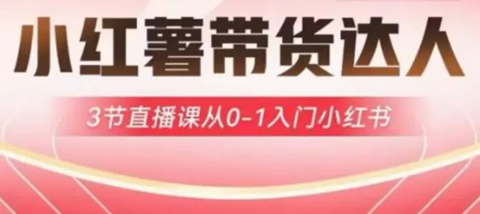 小红薯达人带货启航计划，3节直播课从0-1入门小红书-副业网