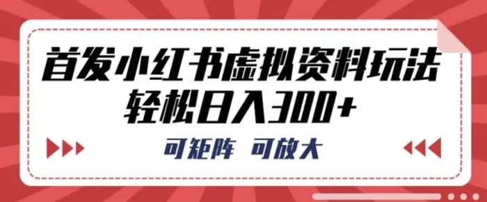 首发小红书虚拟资料玩法，可矩阵，可放大，轻松日入3张-副业网