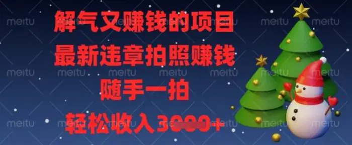 解气又挣钱的项目，最新违章拍照挣钱，随手一拍，轻松收入数张-副业网