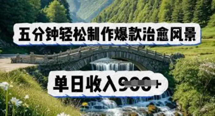 五分钟轻松制作爆款治愈风景，单日收入几张-副业网
