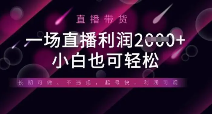 半无人直播带货，一场利润数张，适合所有平台玩法，小白也可轻松-副业网
