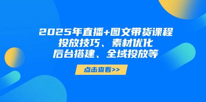 2025年短视频图文带货+直播带货：投放技巧、素材优化、后台搭建、全域投放等-副业网