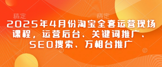 2025年4月份淘宝全套运营现场课程，运营后台、关键词推广、SEO搜索、万相台推广-副业网