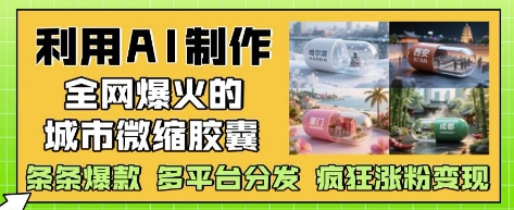 利用AI制作全网爆火的城市微缩胶囊，条条爆款， 多平台分发，疯狂涨粉变现-副业网