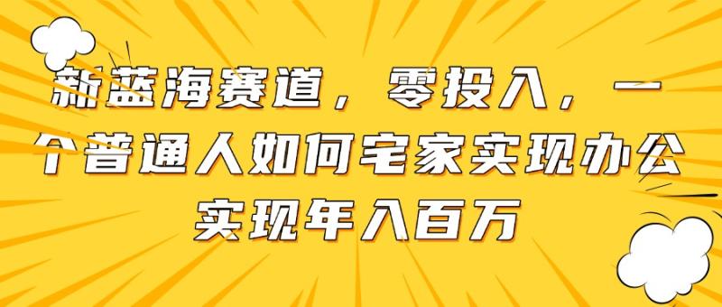 （14700期）新蓝海赛道，零投入，一个普通人如何宅家办公实现年入百万-副业网
