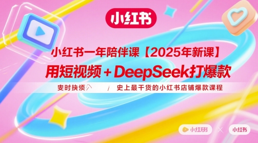 小红书一年陪伴课【2025年新课】，用短视频+deepSeek打爆款，史上最干货的小红书店铺爆款课程-副业网