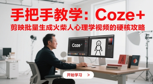 手把手教学：Coze + 剪映批量生成火柴人心理学视频的硬核攻略-副业网
