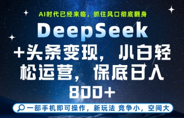 DeepSeek+头条变现，保姆级教学，小白轻松上手，日入8张+-副业网