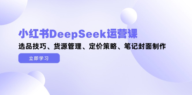 （14748期）小红书DeepSeek运营课，选品技巧、货源管理、定价策略、笔记封面制作-副业网